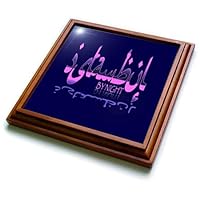 3dRose Istanbul by Night Pink and Blue Calligraphic Text - Trivets (trv-384913-1)