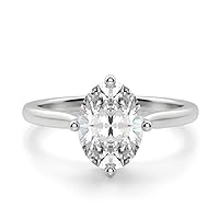 14K Solid White Gold Handmade Engagement Ring 1.50 CT Oval Cut Moissanite Diamond Solitaire Wedding/Bridal Ring for Her/Woman Promise Ring
