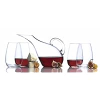 Luigi Bormioli Michelangelo 5-Piece Stemless Wine Set, Decanter with 4 Glasses