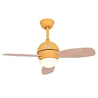 Ceiling Fan with Lights,Solid Ceiling Fan Light with Remote Control Led Dimming Fan Light Living Room Bedroom Dining Room Ceiling Fan Light Led Chandelier/Yellow/36Inch