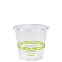 100% Compostable Cups by World Centric, Made from Ingeo PLA, for Cold Drinks, Clear, 6 oz (Pack of 2000)