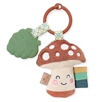 Itzy Pal Infant Toy & Teether Includes Lovey, Crinkle Sound, Textured Ribbons & Silicone Teether, Mushroom