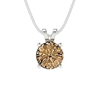 1.0 ct Round Cut Fine Pendant Brown Champagne Simulated Diamond Gem Solitaire Pendant With 18
