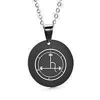 Feminist Seal of Lilith Sigil Disc Necklace for Female Pagan Demonic Godness Symbol Choker Pendant Stainless Steel Lilith Jewelry for Female Unisex