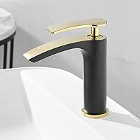 Faucets,Modern Bathroom Sink Faucet,Waterfall Single Handle Hole Sinks Faucets,Vanity Lavatory Water Tap,Bath Deck Mount Basin Hot and Cold Taps,Brass/Black