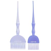 Colortrak King & Queen Size Wands Peritwinkle (2 Pack) 1 Firm and 1 Feather Bristle Brushes for Hair Color Application, Balayage, Blending, Touch ups, Highlighting and More