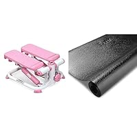 Sunny Health & Fitness Exercise Stepping Machine, Portable Mini Stair Stepper for Home, Desk or Office Workouts, Pink P2000 + Home Gym Foam Floor Protector Mat
