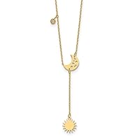14k Gold Diamond Sun and Celestial Moon Y drop 16 Inch With 2in Extension Necklace Measures 9.8mm Wide Jewelry for Women