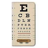 RW2502 Eye Exam Chart Decorative Decoupage Poster PU Leather Flip Case Cover for iPhone 11 with Personalized Your Name on Leather Tag