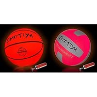 Orange Glow in The Dark Basketball with Light Up Volleyball