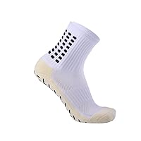 3 Pairs White Anti Slip With Grip Men Soccer Sock Size Regular #MNBP