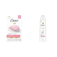 Dove Beauty Bar Pink Cleanser 6 Bars and Advanced Care Clear Finish Antiperspirant Spray with Pro-Ceramide Technology