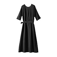 Women's Clothing Dress Five Sleeve Belt Mulberry Silk Loose Thin Dress