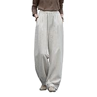 High Waisted Wide Leg Palazzo Pants for Women Casual Trousers Flowy Beach Pants with Pockets