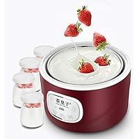 1L Yogurt Maker with Stainless Steel Container and 4 Glass Cups Fully Automatic Electric Healthy Homemade Yogurt Machine