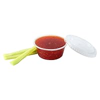TashiBox 400 Sets - 2 oz Jello Shot Cups with Lids, Small Plastic Portion Cups with Lids, Disposable Condiment Containers for Sauce