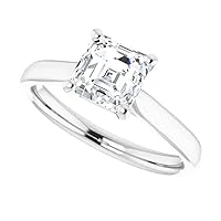 925 Silver, 10K/14K/18K Solid Gold Moissanite Engagement Ring,1.0 CT Asscher Cut Handmade Solitaire Ring, Diamond Wedding Ring for Women/Her Anniversary Ring, Birthday Gifts,VVS1 Colorless Ring