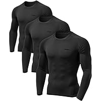 TSLA Men's Compression Wear, Long Sleeve, UV Protection, Sweat Absorbent, Quick Drying, Compression Shirt, Undershirt, Sports Inner, Base Layer Training Wear