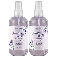 SMELLS BEGONE Essential Oil Air Freshener Spray - Odor Eliminator - 2 Pack - 8 Ounce (Lavender Vanilla)