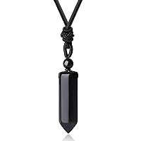 XIANNVXI Crystal Necklace for Men Women Adjustable Rope Hexagonal Point Healing Crystal Natural Stone Pendant Necklaces Gemstone Jewelry