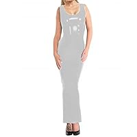 Wetlook Sleeveless Bodycon Long Pencil Dress Sexy U-Neck Slim Fit Party Club Sundress Womens Shiny PVC Dress