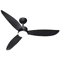 Ceiling Fan with Remote Control, 52'' 6 Speeds Indoor Outdoor Ceiling Fans with 22W 3CCT Dimmable LED Light, Noiseless DC Motor & 3 Reversible Blades Black