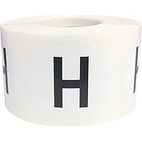 Letter H Inventory Labels 1.5 inch Round Circle Dots 500 Adhesive Stickers