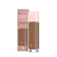 Mineral Fusion Full Coverage Foundation, Liquid Foundation - Deep 6- Deep Complexion w/Cool Undertones, Lightweight Matte Finish, Up to 12 Hr Hydration, Hypoallergenic & Vegan, 1 fl. oz