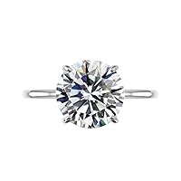5 CT Round Cut Solitaire Moissanite Engagement Rings, VVS1 4 Prong Irene Knife-Edge Silver Wedding Ring, Woman Promise Gift