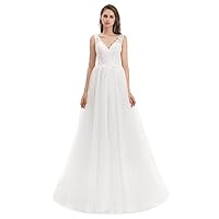 Women Wedding Dresses for Bride 2024 Sexy V Neck A Line Lace Bridal Wedding Gowns