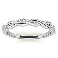 JeweleryArt Excellent Round Brilliant Cut 0.22 Carat, Moissanite Diamond Promise Band, Prong Set, Eternity Sterling Silver Band, Valentine's Day Jewelry Gifts, Customized Band for Her
