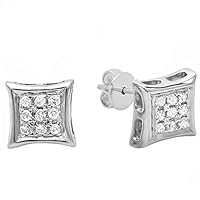 Dazzlingrock Collection 0.10 Carat (ctw) Real White Diamond Kite Shape Mens Hip Hop Iced Stud Earrings 1/10 CT