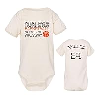 Baffle Custom Basketball Onesie, WHEN I GROW UP, BASKETBALL LIKE MOMMY (Name & Number On Back), Jersey Style Personalization