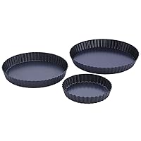 3 Pieces Non-stick Tart Pan Pie Pizza Pan Round Baking Quiche Pan Removable Loose Bottom 6/8/9 Inch Bakeware Tools (Size : 3 Pieces)