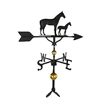 Montague Metal Products 32-Inch Deluxe Weathervane with Satin Black Mare and Colt Ornament