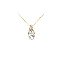 Rylos Yellow Gold Plated Silver Classic Designer Necklace: Gemstone & Diamond Pendant, 18