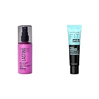Maybelline New York Facestudio Lasting Fix Makeup Setting Spray, 3.4 fl. oz. and Fit Me Matte + Poreless Mattifying Face Primer Makeup With Sunscreen, SPF 20, 1 Count