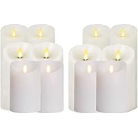Luminara Pack of 12 - Classic Flameless LED Candle - Flickering Flame Pillar - Scalloped Edge, Unscented, Timer, Remote Ready (White)