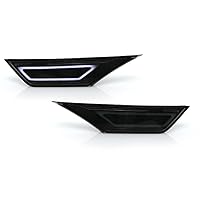 DEPO civic side markers-911 Carrera Style LED Light Bar Smoke Front Bumper Sidemarker Lamp comp. with 2016-2021 Honda Civic Coupe Sedan Hatchback All Models(10thGen White LED)