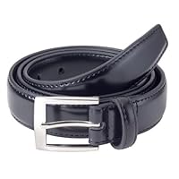 Sportoli Mens Classic Stitched Genuine Leather Uniform Belt - Black (36)