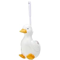 Sunart SAN812 Cute Miscellaneous Goods Lovely Pottery Duck Toilet Brush Stand with Toilet Brush Width 4.9 inches (12.5 cm), White