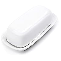 Fox Run Butter Dish, White Stoneware