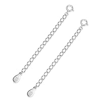 2pcs Adabele Authentic 925 Sterling Silver Jewelry Making Chain Extender Strong Removable Adjustable 6 inch Extension Tarnish Resistant Rhodium Plated for Necklace Anklet Bracelet SS310-6