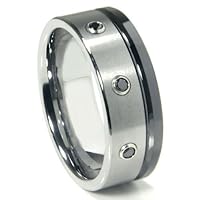 Tungsten Black Diamond Wedding Band Ring