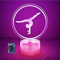 Creative Artistic Gymnastics 3D Night Light USB Powered Touch Switch Remote Control LED Decor Optical Illusion 3D Lamp 7/16 Colors Changing Brithday Children Kids Toy Christmas Xmas Gift
