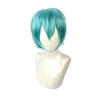 Short Green Zoro Fluffy Cosplay Wig with Earrings Clip Light Green Anime Costume Wig for Theme Party, Cosplay Show,Halloween COS-014