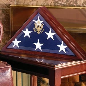 Burial Flag Box,Large Coffin Flag Display Case, for Casket Flag The Flag Case Have a Real Beveled Glass and Walnut Dark Color