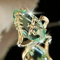 Women 18K Gold Filled Huge Green Topaz Animal Dragonfly Ring Wedding Gift Sz6-10 (10)