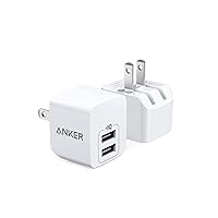 USB Charger, Anker 2-Pack Dual Port 12W Wall Charger Adapter, USB Charger Block with Foldable Plug, Charging Box Brick, Cube for iPhone 15 14 13 12 11 Pro Max, Galaxy S22 S21 Note 20, HTC, Moto, LG