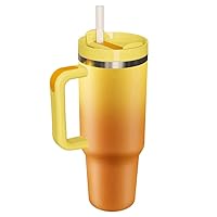40oz Stainless Steel Vacuum Insulated Tumbler with Lid and Straw for Water, Iced Tea or Coffee, Smoothie and More (Sunset Yellow, 39.99 oz)